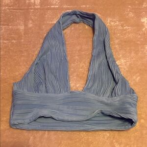 Blue Backless Halter Top